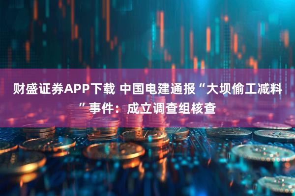 财盛证券APP下载 中国电建通报“大坝偷工减料”事件：成立调查组核查